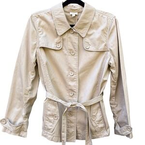 J.Jill Belted Utility Safari Jacket Corded Cotton Beige M‎ Neutral Minimalist